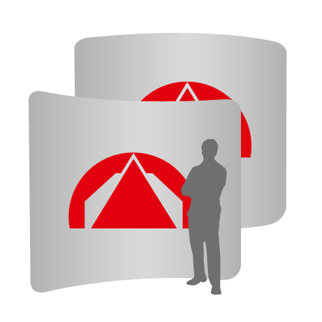 Textilwand ALU | 300er gebogen | beidseitig bedruckt
