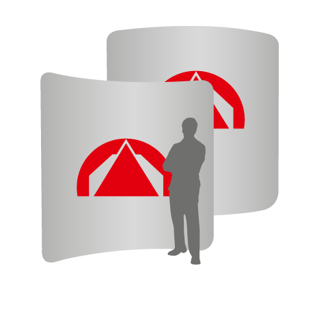 Textilwand ALU | 240er gebogen | beidseitig bedruckt